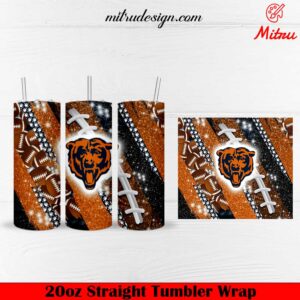 Chicago Bears Glitter 20oz Skinny Tumbler Wrap PNG Download