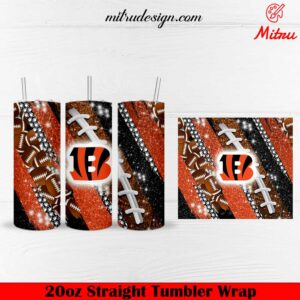 Cincinnati Bengals Glitter 20oz Skinny Tumbler Wrap PNG Sublimation Designs