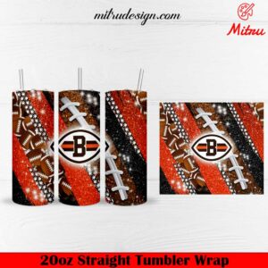 Cleveland Browns Glitter 20oz Skinny Tumbler Wrap PNG File Digital Download