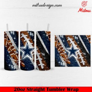 Dallas Cowboys Glitter 20oz Skinny Tumbler Wrap PNG Designs