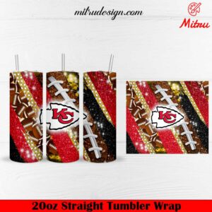 Kansas City Chiefs Glitter 20oz Skinny Tumbler Wrap PNG Instant Download