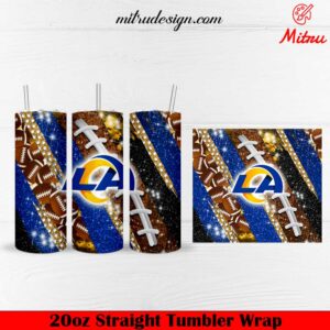 LA Rams Glitter 20oz Skinny Tumbler Wrap PNG Sublimation Design