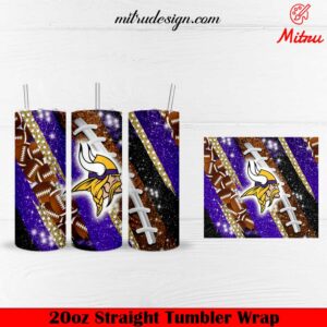 Minnesota Vikings Glitter 20oz Tumbler Wrap PNG Sublimation Design