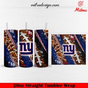 New York Giants Glitter 20oz Skinny Tumbler Wrap PNG