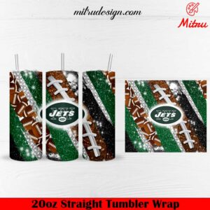 New York Jets Glitter 20oz Skinny Tumbler Wrap PNG Design