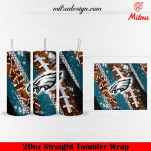 Philadelphia Eagles Glitter 20oz Skinny Tumbler Wrap PNG, Instant Download