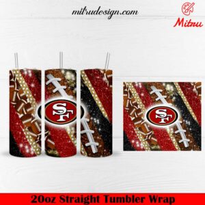 San Francisco 49ers Glitter 20oz Skinny Tumbler Wrap PNG Digital Download