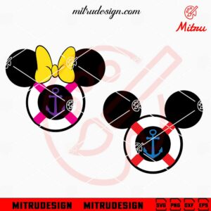 Anchor And Life Buoy Mouse Ears SVG, Cute Cruise SVG, PNG, DXF, EPS, Files