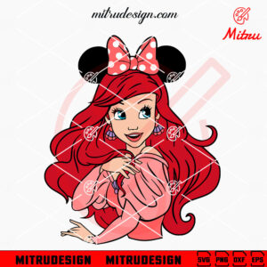Ariel Princess Minnie Mouse Ears SVG, Little Mermaid Cute SVG, PNG, DXF, EPS, Files