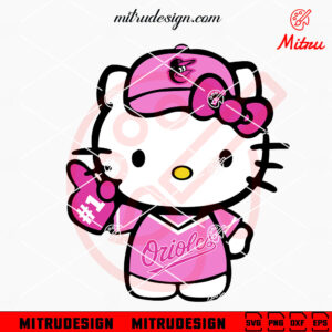 Pink Hello Kitty Baltimore Orioles SVG, PNG, DXF, EPS, Digital Download