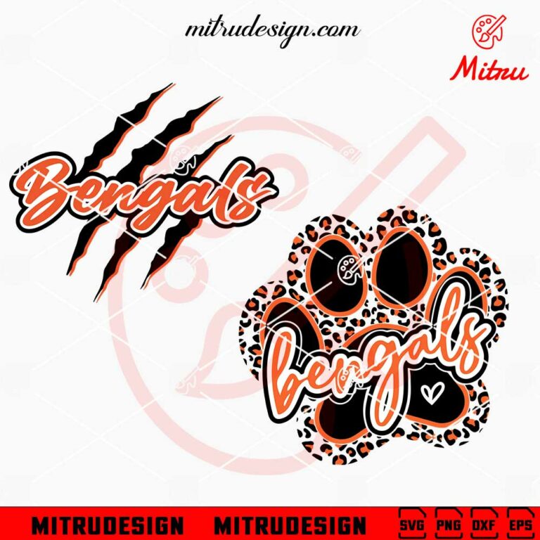 Bengals Paw SVG, Cincinnati Bengals SVG, PNG, DXF, EPS, Cut Files ...