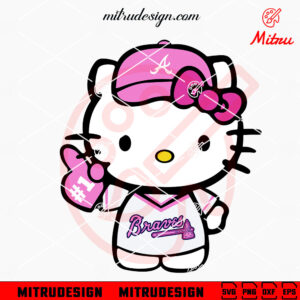 Pink Hello Kitty Atlanta Braves SVG, PNG, DXF, EPS, For Shirts