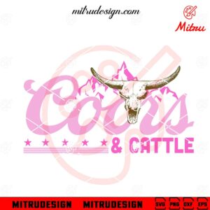 Coors And Cattle SVG, Cow Skull SVG, Retro Cowboy Western SVG, PNG, DXF, EPS