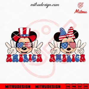 Cute Mickey Minnie America SVG, Disney 4th July SVG, Mickey Mouse Patriotic SVG
