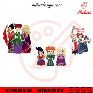 Cute Sanderson Sisters Bundle SVG, Hocus Pocus SVG, Halloween Witch Movie SVG, Cricut