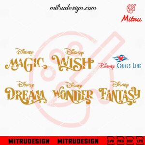 Disney Cruise Line Logo Bundle SVG, Disney Wish, Magic, Dream, Wonder, Fantasy SVG
