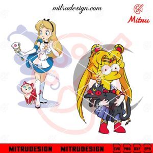 Funny Sailor Moon SVG, Alice Princess Disney, Lisa Simpson Sailor Moon SVG, Design