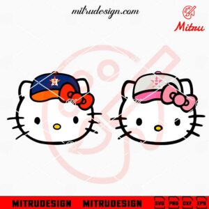 Hello Kitty Houston Astros Head SVG, Astros Baseball Cute SVG, PNG, DXF, EPS