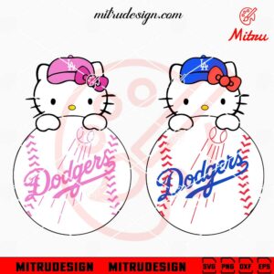 Hello Kitty LA Dodgers Baseball Peeking SVG, Funny Los Angeles Dodgers SVG, Downloads