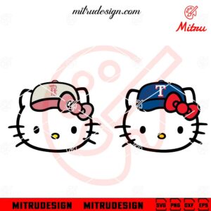 Hello Kitty Texas Rangers Head SVG, PNG, DXF, EPS, Cut Files