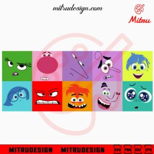 Inside Out Characters Face Bundle SVG, Disgust, Sadness, Bing Bong, Anger SVG, Shirt