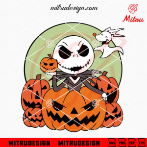 Baby Jack Skellington And Pumpkin SVG, Cute Halloween SVG, PNG, DXF, EPS, Digital Files