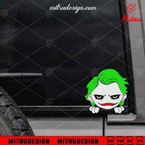 Joker Peeking Car Decal SVG, Joker Villain SVG, PNG, DXF, EPS, Stickers