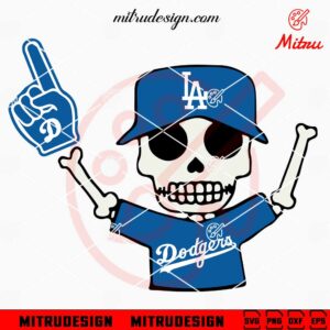 LA Dodgers Skeleton SVG, Funny Dodgers Baseball Skull SVG, PNG, DXF, EPS, Files