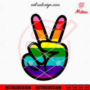 Pride Peace Sign Hand SVG, Rainbow Hand SVG, LGBTQ Peace Love SVG, PNG, DXF, EPS