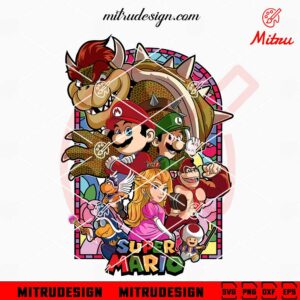 Super Mario Stained Glass SVG, Mario And Friends SVG, PNG, DXF, EPS, Cut Files