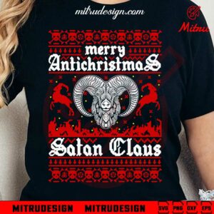 Merry Antichristmas Satan Claus SVG, Funny Christmas Ugly Sweater SVG