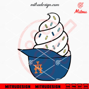 New York Mets Ice Cream Hat SVG, PNG, DXF, EPS, Digital Sublimation, Cut Files