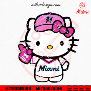 Pink Hello Kitty Miami Marlins SVG, PNG, DXF, EPS, Files For Cricut