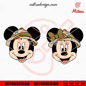 Mickey And Minnie Head Safari SVG, Disney Safari Trip SVG, Animal Kingdom Couple SVG