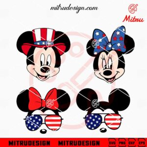 Mickey And Minnie Mouse American Flag SVG, Disney 4th July SVG, PNG, DXF, EPS