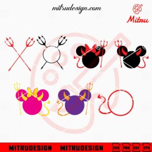 Mickey Devil Free SVG Bundle, Mouse Head Halloween SVG, PNG, DXF, EPS, Files