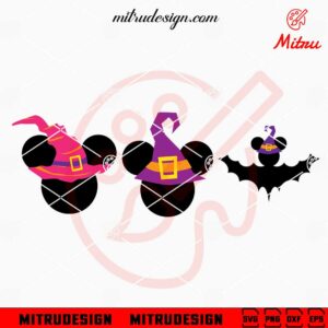 Mickey Head Witch Hat SVG, Mickey Ears Halloween SVG, PNG, DXF, EPS, Vector