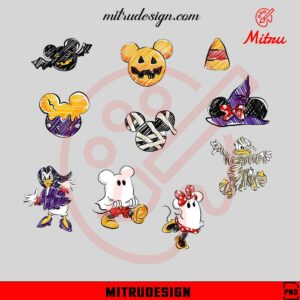 Mickey Minnie Donald Daisy Halloween Bundle PNG, Disney Halloween Art PNG, Sublimation