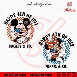 Mickey Minnie Happy 4th Of July SVG, Cute Patriotic SVG, US Independence SVG, Cricut