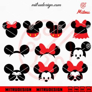 Mickey Minnie Head Bundle SVG, Disney Mouse SVG, PNG, DXF, EPS, Files