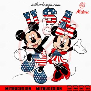 Mickey Minnie Mouse USA SVG, Mickey 4th Of July SVG, PNG, DXF, EPS