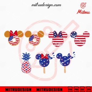 Mickey Mouse Ears American Flag Bundle SVG, Disney 4th July SVG, Cute Patriotic SVG, Files