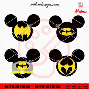Mickey Mouse Head Batman Bundle SVG, PNG, DXF, EPS, Digital Download