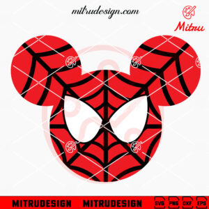Mickey Spiderman Head SVG, Cute Super Hero SVG, PNG, DXF, EPS, Files