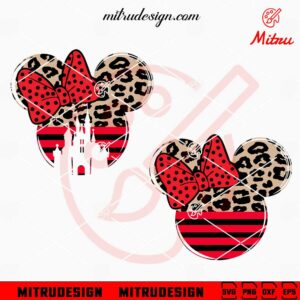 Minnie Mouse Head Leopard Bundle SVG, Family Vacation SVG, Disney Girl SVG, For Cricut