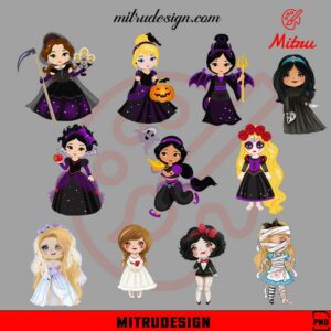 Princess Halloween Bundle Clipart PNG, Cute Halloween Girls PNG, Sublimation