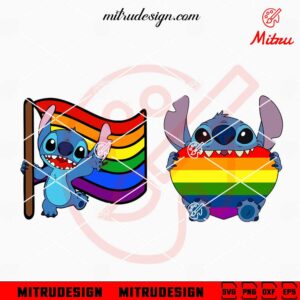 Stitch LGBT Rainbow Flag SVG, Cute Stitch Pride Month SVG, PNG, DXF, EPS, Cricut