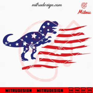 T Rex American Flag SVG, 4th Of July Dinosaur SVG, PNG, DXF, EPS, Cut Files