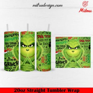 Grinch Christmas 20oz Skinny Tumbler Wrap PNG, Designs