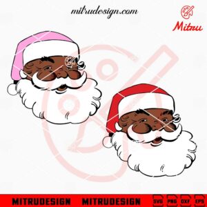 Black Santa Claus SVG, Afro Christmas SVG, PNG, DXF, EPS, Digital Download